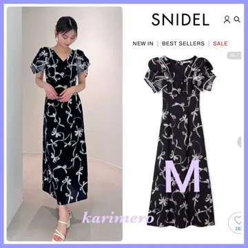 [미개봉] SNIDEL Sustainable 리본 프린트 원피스