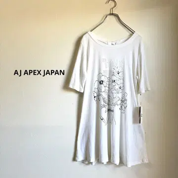 새상품 꽃무늬 프린트 코튼 반팔 튜닉 백 리본 포함 화이트 40