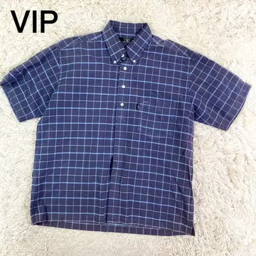 VIP PLAYBOY 네이비 컬러 체크 가라 버튼 다운 셔츠