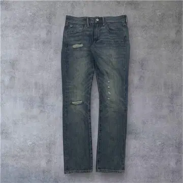 GAP 데미지 & 워시 가공 슬림핏 블루 청바지 28 x 30