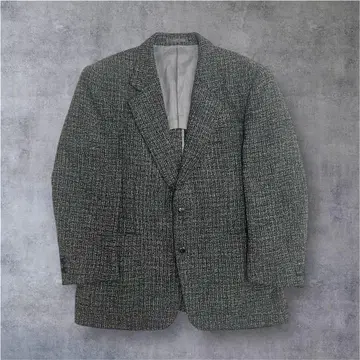 vintage 그레이 계열 트위드 테일러드 자켓 싱글 브레스트