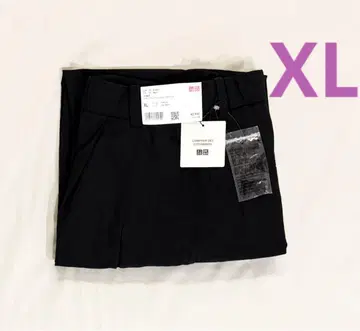 유니클로 린넨 블렌드 배럴 레그 팬츠 블랙 XL 사이즈 블랙 유니클로