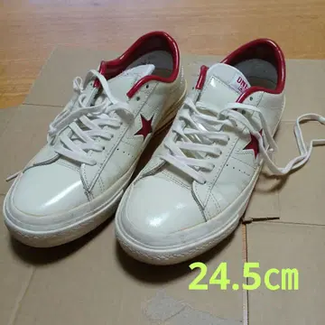 컨버스 원스타 가죽 화이트/레드 24.5cm