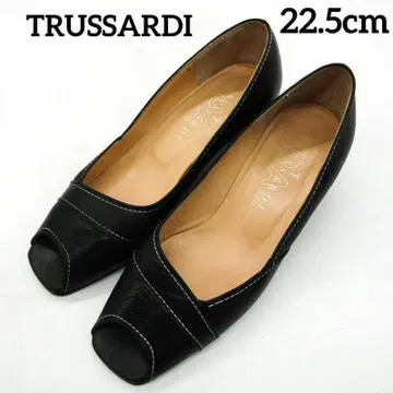 현품 한정 TRUSSARDI 펌프스 22.5 오픈토 블랙 작은 사이즈