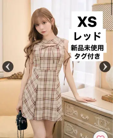 프론트 오픈 체크 미니 원피스 XS 완판템 미사용 새상품 미셸 마카롱
