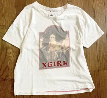x-girl 화이트 프린트 티셔츠