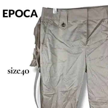 EPOCA 에포카 크롭 팬츠 베이지 스트라이프 벨트 캐주얼