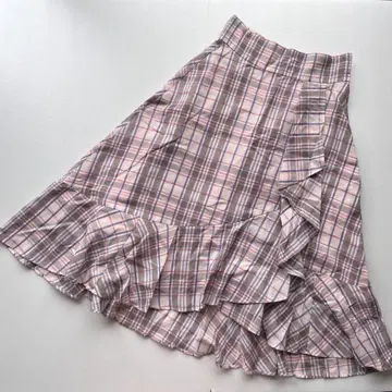 JILL STUART 스프링 격자 무늬 스커트 핑크 체크 프릴