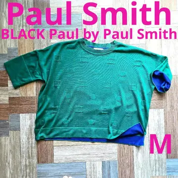 새상품급 Paul Smith 리버스 스티치 자카드 반팔 풀오버 면 니트