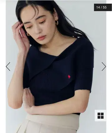 [ POLO BCS 콜라보 ] 아시메 컬러 넥 리브 니트 풀오버