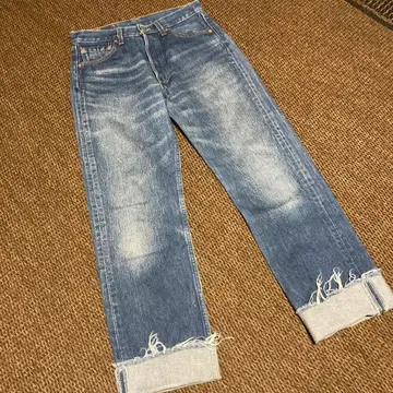 리바이스 USA제 501 각인 553 버튼 플라이 스트레이트 데님