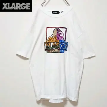 레어 엑스라지 빅 고릴라 자수 로고 화이트 반팔 티셔츠