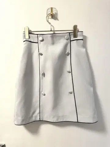 더블 버튼 타이트 스커트 라이트 블루