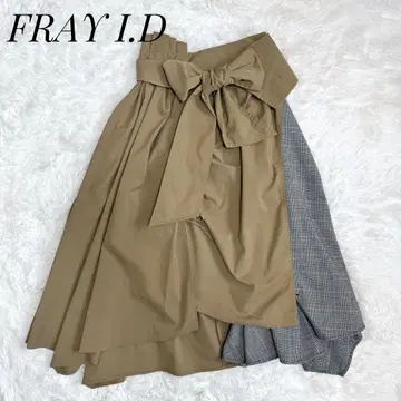 FRAY I.D 턱 아시메 헴 스커트 글렌체크