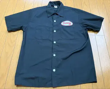 handmade in USA 반팔 워크 셔츠 USA제 블랙 반팔 와펜