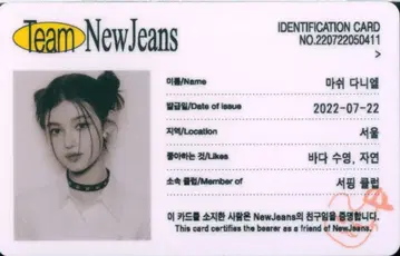 NewJeans ID 카드 DANIELE NewJeans