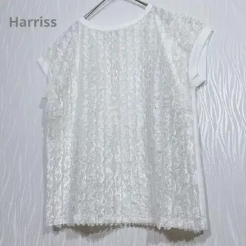 Harriss 해리스 꽃무늬 자카드 프렌치 슬리브 티셔츠 화이트 36