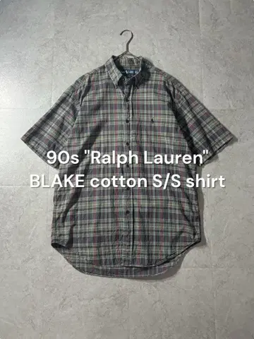 90s Ralph Lauren BLAKE 체크 셔츠 반팔 셔츠 좋은 배색
