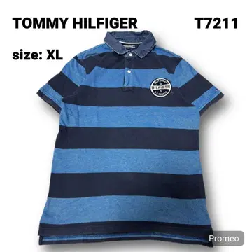 [즉시 구매 OK] TOMMY HILFIGER 데님 컬러 보더 피케 셔츠