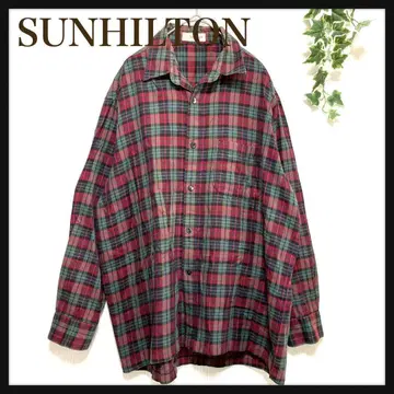 SUNHILTON 남성용 긴팔 체크 셔츠 루즈핏