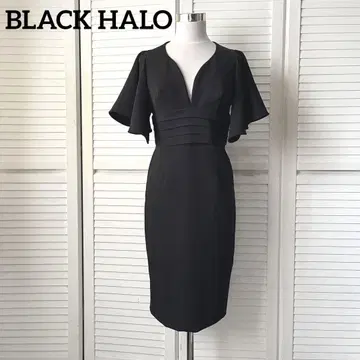 BLACK HALO 블랙 헤일로 플레어 슬리브 미디 원피스