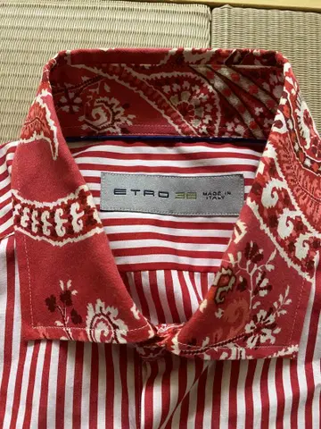 ETRO 에트로 셔츠 38 이탈리아제 빨간색 스트라이프 x 페이즐리