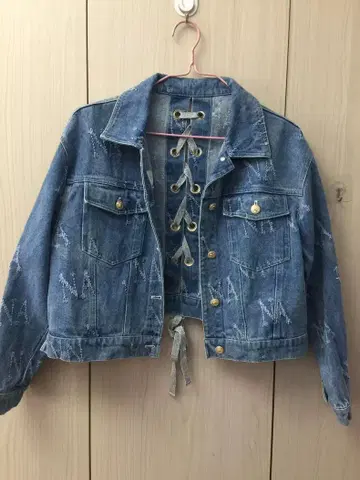 자수 데님 자켓 크롭 기장
