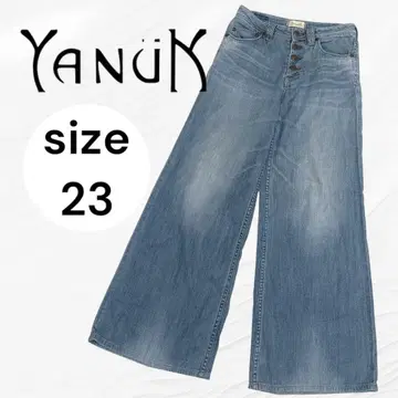 YANUK 야누크 여름 데님 와이드 스트레이트 라이트 블루 린넨 23