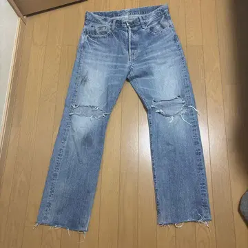 데미지 데님 팬츠 라이트 블루