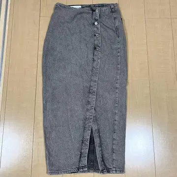 ZARA 데님 롱 스커트 그레이 버튼 프론트