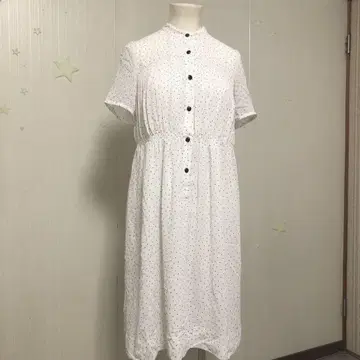 70년대 쇼와 레트로 화이트 x 블랙 도트 원피스