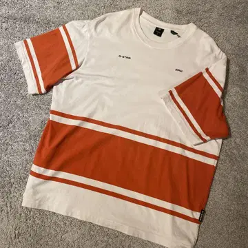G-STAR RAW 오렌지 스트라이프 티셔츠