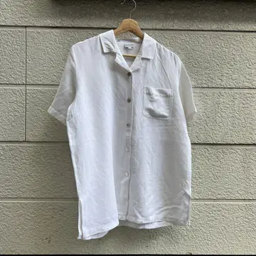 USED USA 구제 의류 반팔 셔츠 린넨 셔츠 오픈 카라 vintage