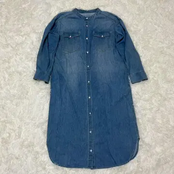 MAYSON GREY 롱 원피스 데님 셔츠 노카라