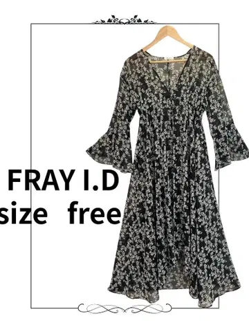 FRAY I.D 시어 꽃무늬 롱 가디건 블랙 비침 원피스
