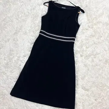 ANN TAYLOR 슬리브리스 원피스 포멀 스티치 무늬 블랙