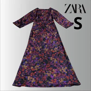 ZARA 자라 새틴 미디 원피스 꽃무늬 롱 원피스 레트로