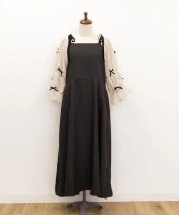CLETTE 쿠레트 소매 오간자 리본 원피스 LL