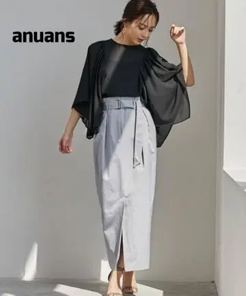 anuans 아누앙스 불규칙한 밑단 슬리브 시어 블라우스
