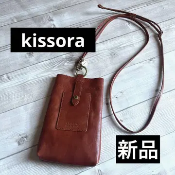 미사용품 kissora 스마트폰 숄더백 카멜 브라운 일본제