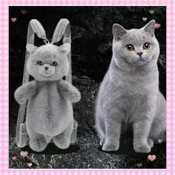 리얼 고양이 백팩 로시안 블루 봉제 인형 백 선물 고양이 굿즈