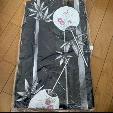 유카타 / 부채 패턴 블랙 베이스