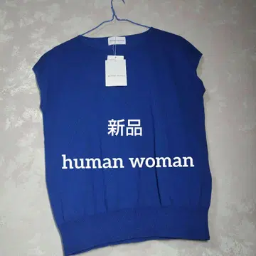 미사용 새상품 human woman 블루 슬리브리스 상의 M