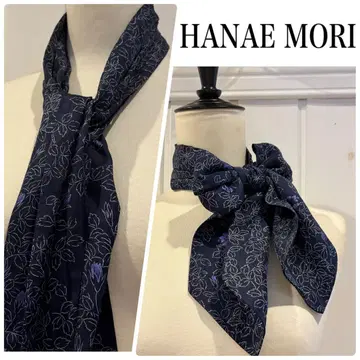 HANAE MORI 꽃무늬 스카프 네이비