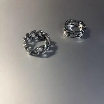 스테인리스 실버 체인 반지 기하학 패턴 반지 세트