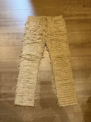 BOB 크러쉬 팬츠 베이지 부츠 컷 데님 XL