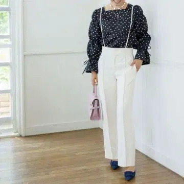 새상품급 Bluelea Braid Blouse 블라우스 도트 F 블랙