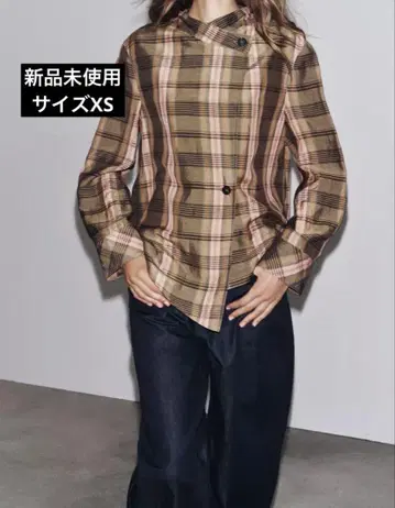 ZW COLLECTION 오버 사이즈 체크 무늬 셔츠 자켓 ZARA