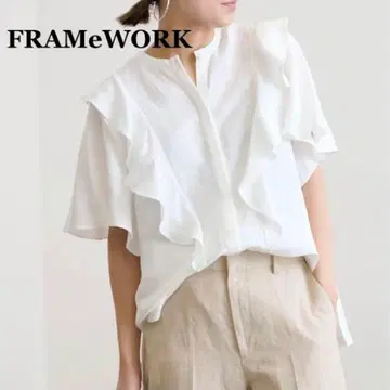 FRAMeWORK 프릴 화이트 셔츠 반팔 프리 사이즈