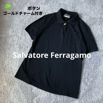 Salvatore Ferragamo 피케 셔츠 골드 참 버튼 장식